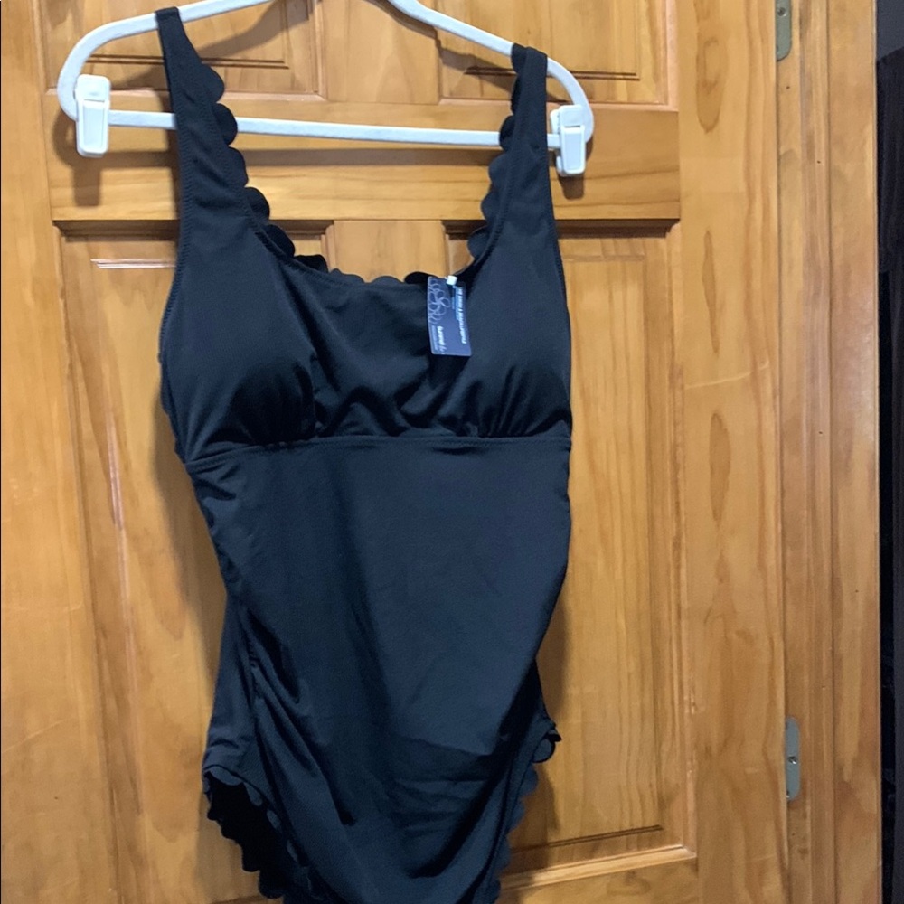 Black Scalloped One-Piece Swimsuit